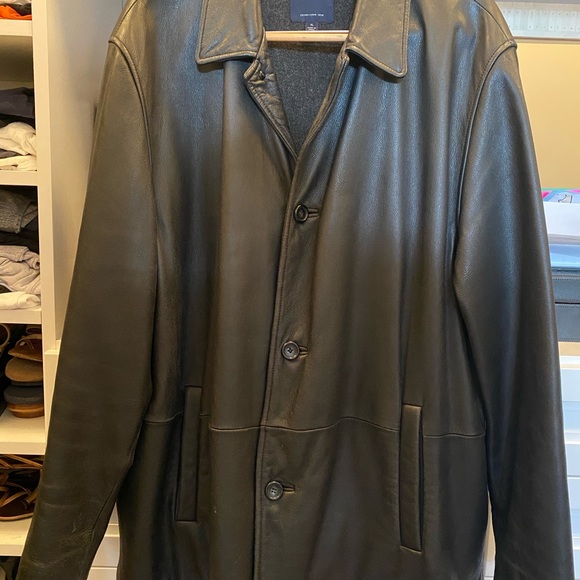 Men's Black Leather Jacket - Picture 1 of 2